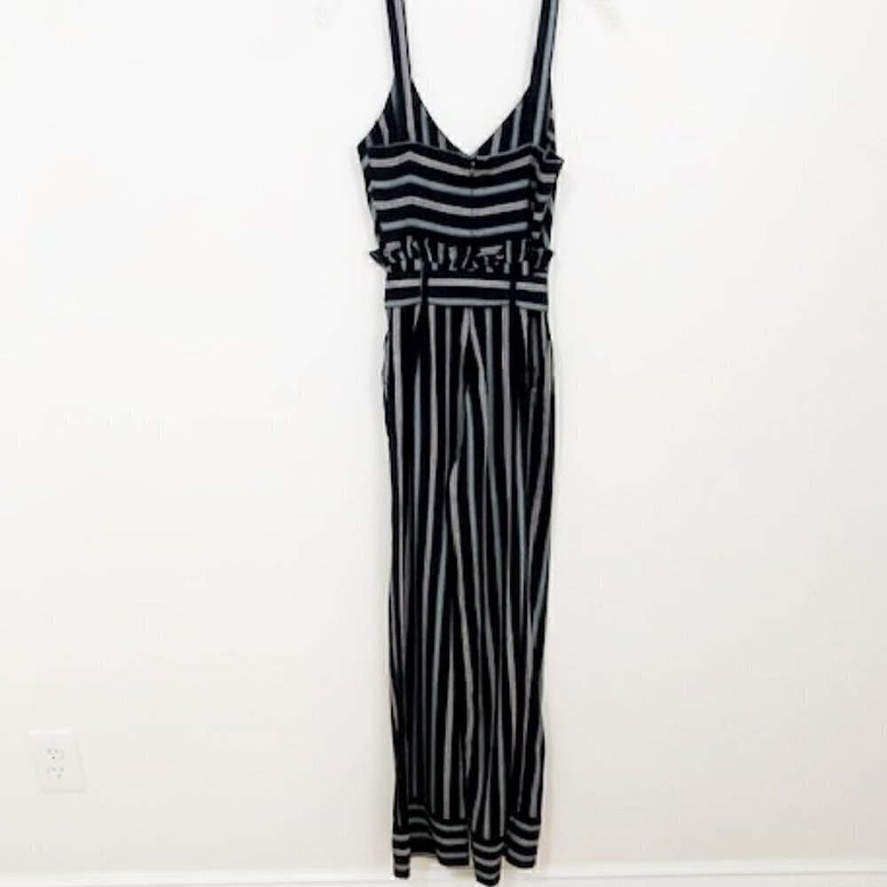 FRANCESCA'S Harper Heritage Antonia Belted Black Striped Jumpsuit - Picture 5 of 8